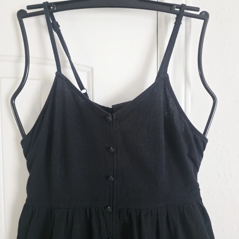 Universal Thread Black Midi Dress Button Front Tie Back – Size L - Picture 3 of 8